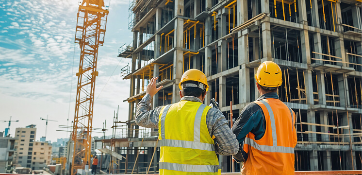 Construction professionals on a building site
